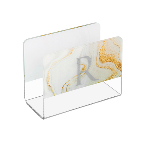 Gold Dust/Clear Lucite Napkin Holder Mishloach Manos