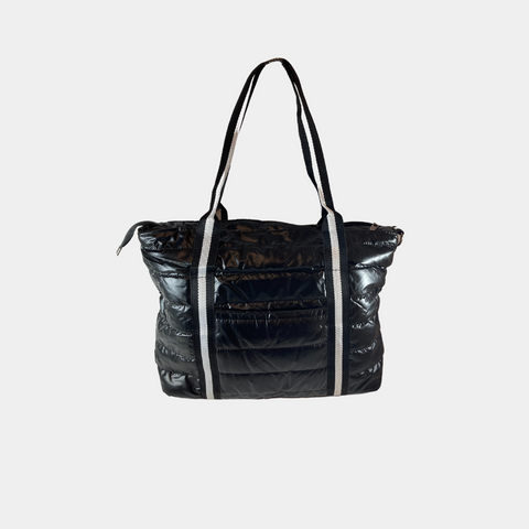 Puffy Tote Bag with Black/White Straps