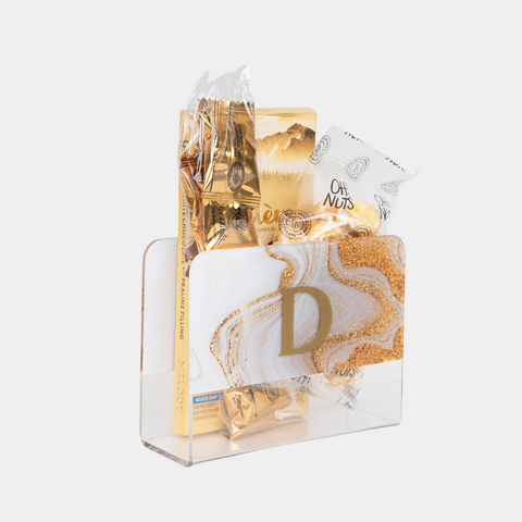 Gold Dust/Clear Lucite Napkin Holder Mishloach Manos