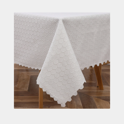 Hexagon Lace Lined Tablecloth
