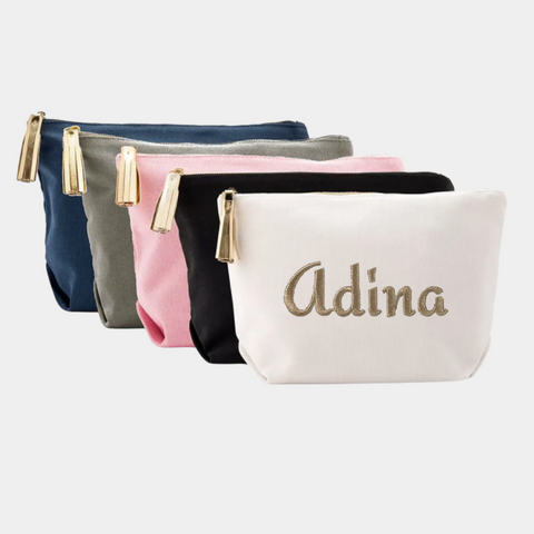 Canvas Cosmetic Bag with Gold Tassle